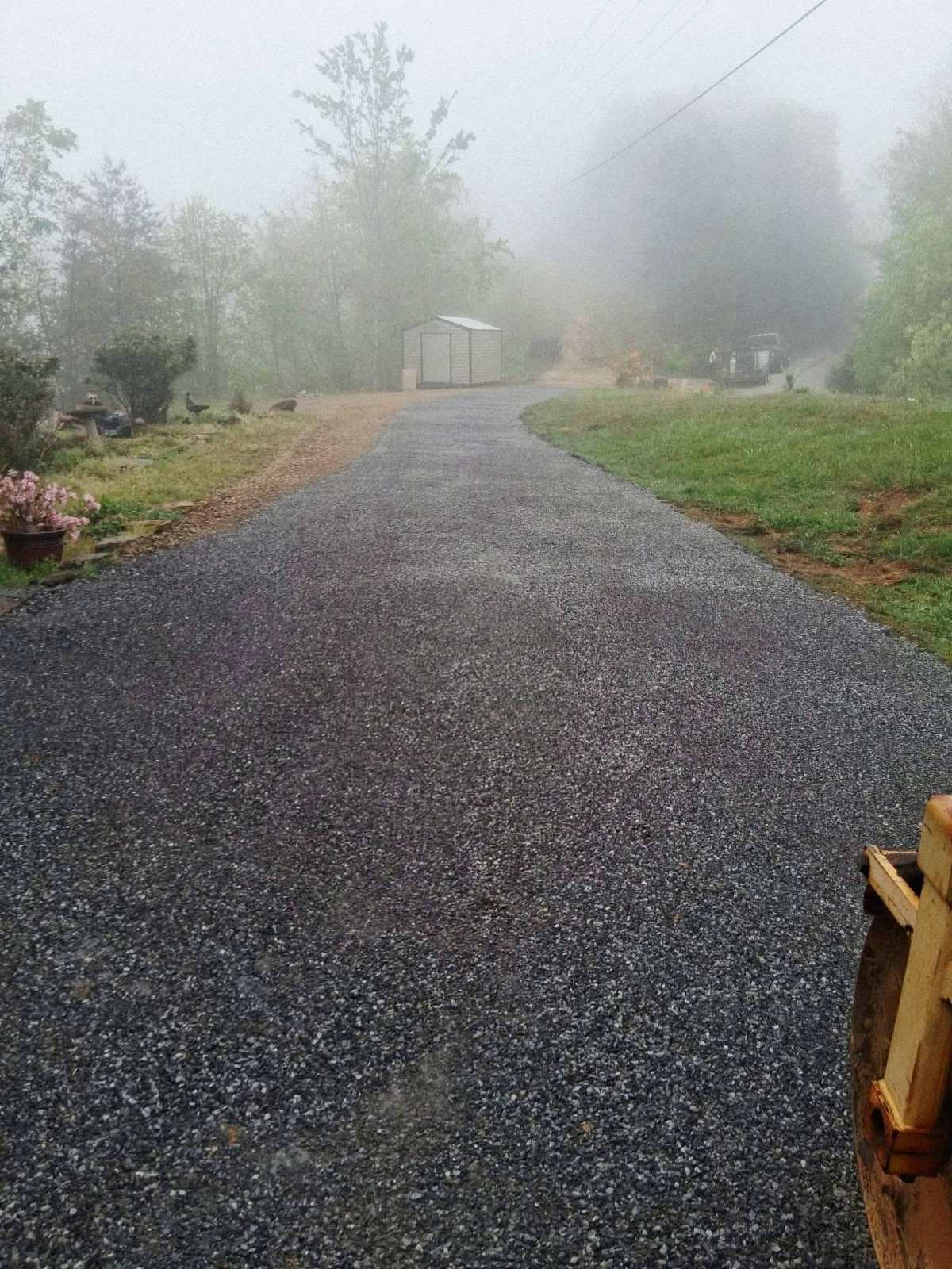 Finished drive on a misty mountain morning